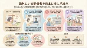 海外にいる配偶者を日本に呼ぶ手続きは何から始めますか?