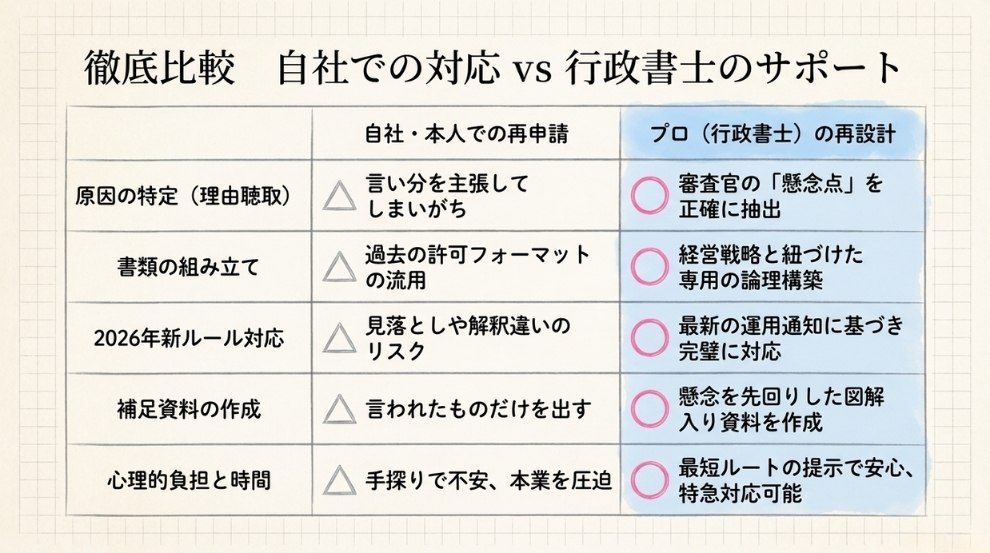 行政書士に依頼すると、自分で申請するより許可率は上がりますか?