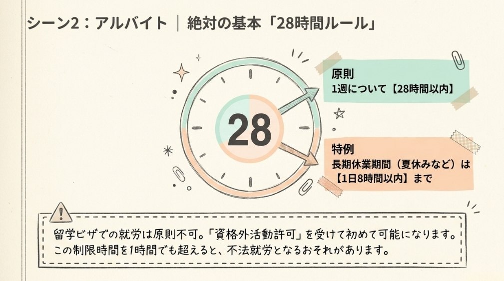 資格外活動許可の基本(28時間ルール)