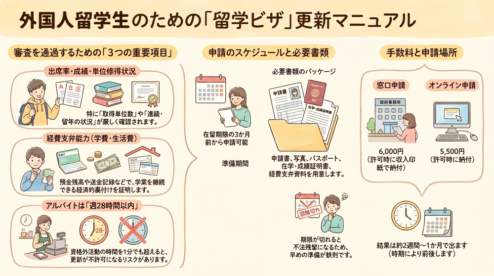 留学ビザの更新とは|必要書類・時期・不許可対策を解説