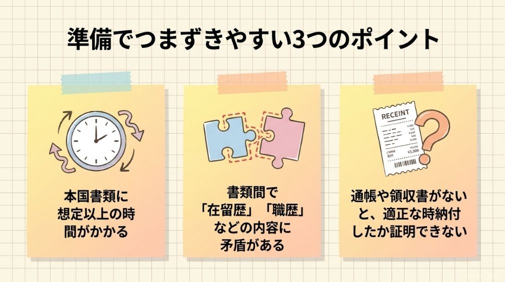 帰化の申請書類の準備でつまずきやすい3つのポイント