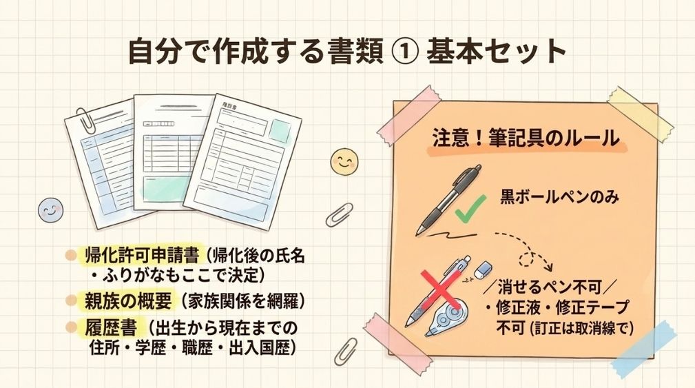 用紙・筆記具・写真の共通ルール