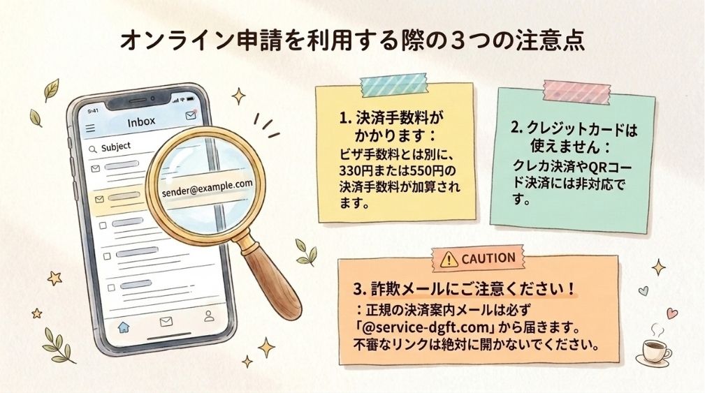 オンライン申請を利用する際の3つの注意点